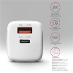 AXAGON Wallcharger 2x port (USB-A + USB-C), 20W ACU-PQ20W - Image 4