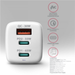 AXAGON GaN wallcharger 3x port (USB-A + 2x USB-C), PD3.0/PPS/QC4+/SFC2.0/AFC/SCP/FCP/Apple, 65W ACU-DPQ65W - Image 5