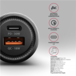 AXAGON Car charger 48W, USB-A + USB-C, PD3.0/PPS/QC4+/SFC PWC-PQ48 - Image 2